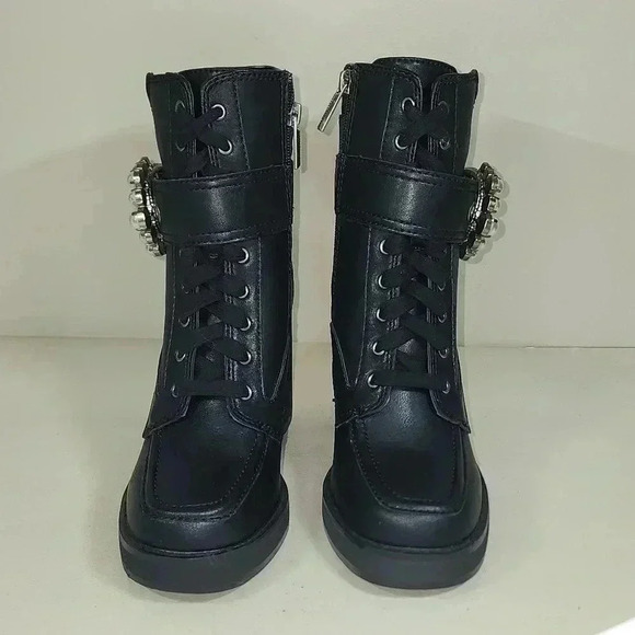 Karl Lagerfeld Dottie Lace-Up Boot in Black - Picture 2 of 5